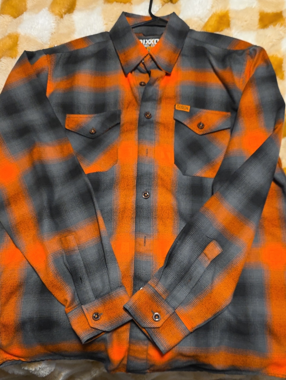 DIXXON Orange and Black Plaid Button-Down Workshirt